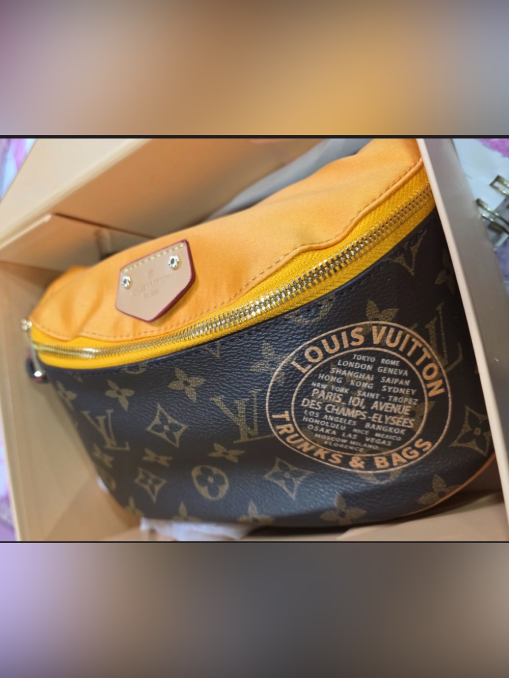 Brown Monogram Bum/ Shoulder Bag with Orange Trim